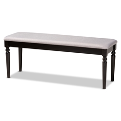 Baxton Studio Giovanni Modern and Contemporary Grey Fabric Upholstered and Dark Brown Finished Wood Dining Bench